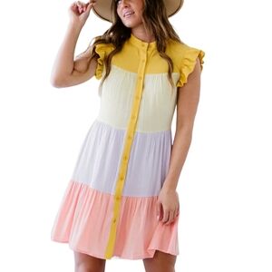 Bibi Spring Color Block Mini Dress (S)